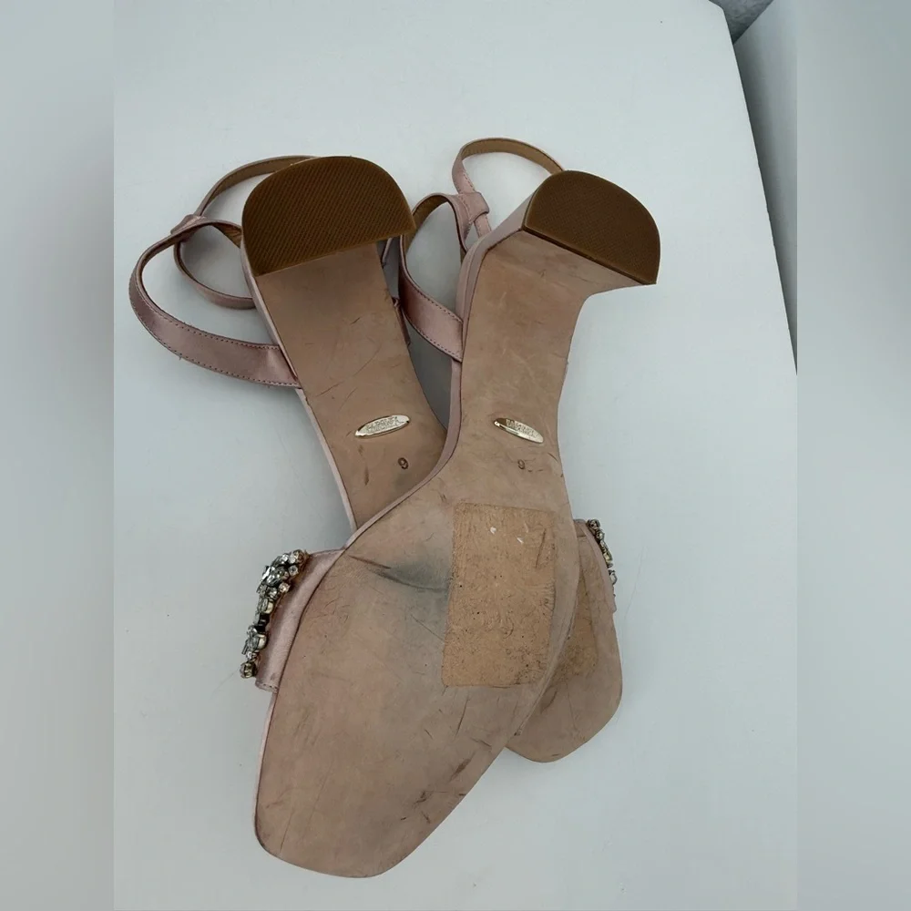 NWOT Badgley Mischka Clara Embellished Satin Cocktail Sandals Size 9